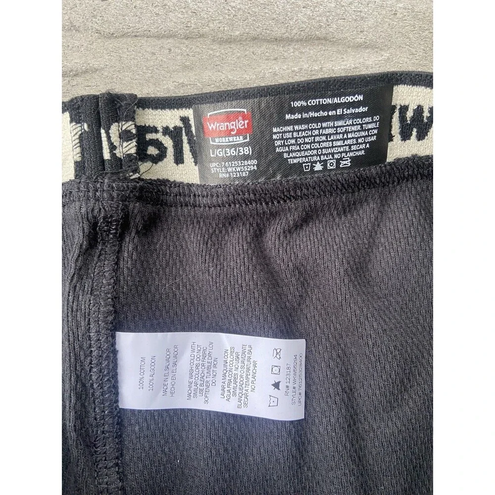 Wrangler Workwear Mens 100% Cotton Thermal Pants Black Large L 36-38 WKW55294